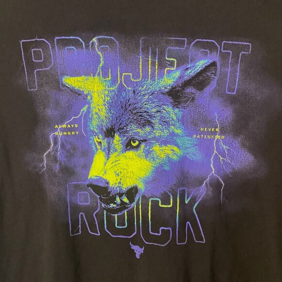 Under Armour Project Rock Wolf Graphic Shirt Black Men's Medium Short-Sleeve New - Picture 8 of 15